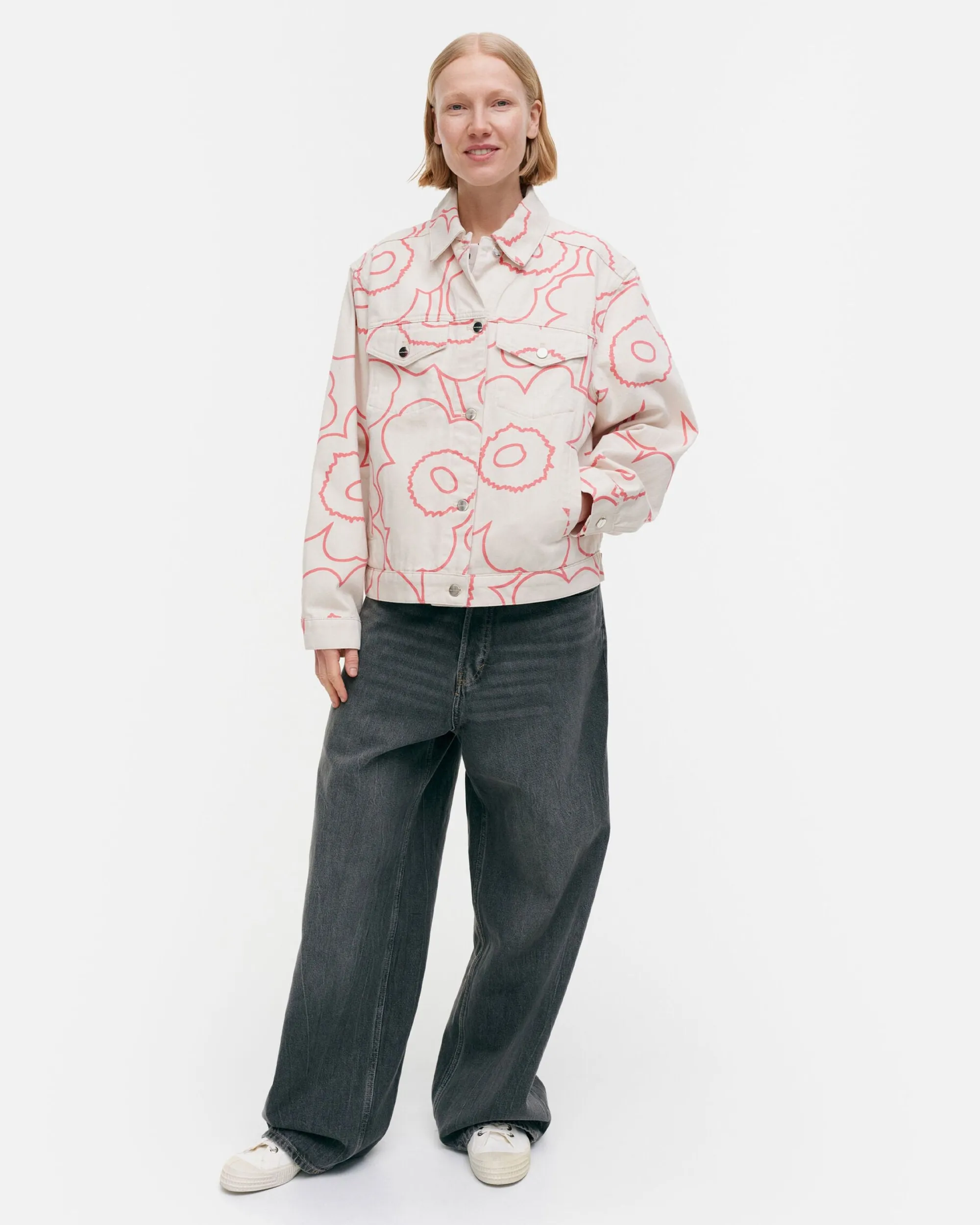 Marimekko Takit Ja Jakut>Kioski Ystu00E4Vyys Pieni Piirto Unikko 2 Farkkutakki