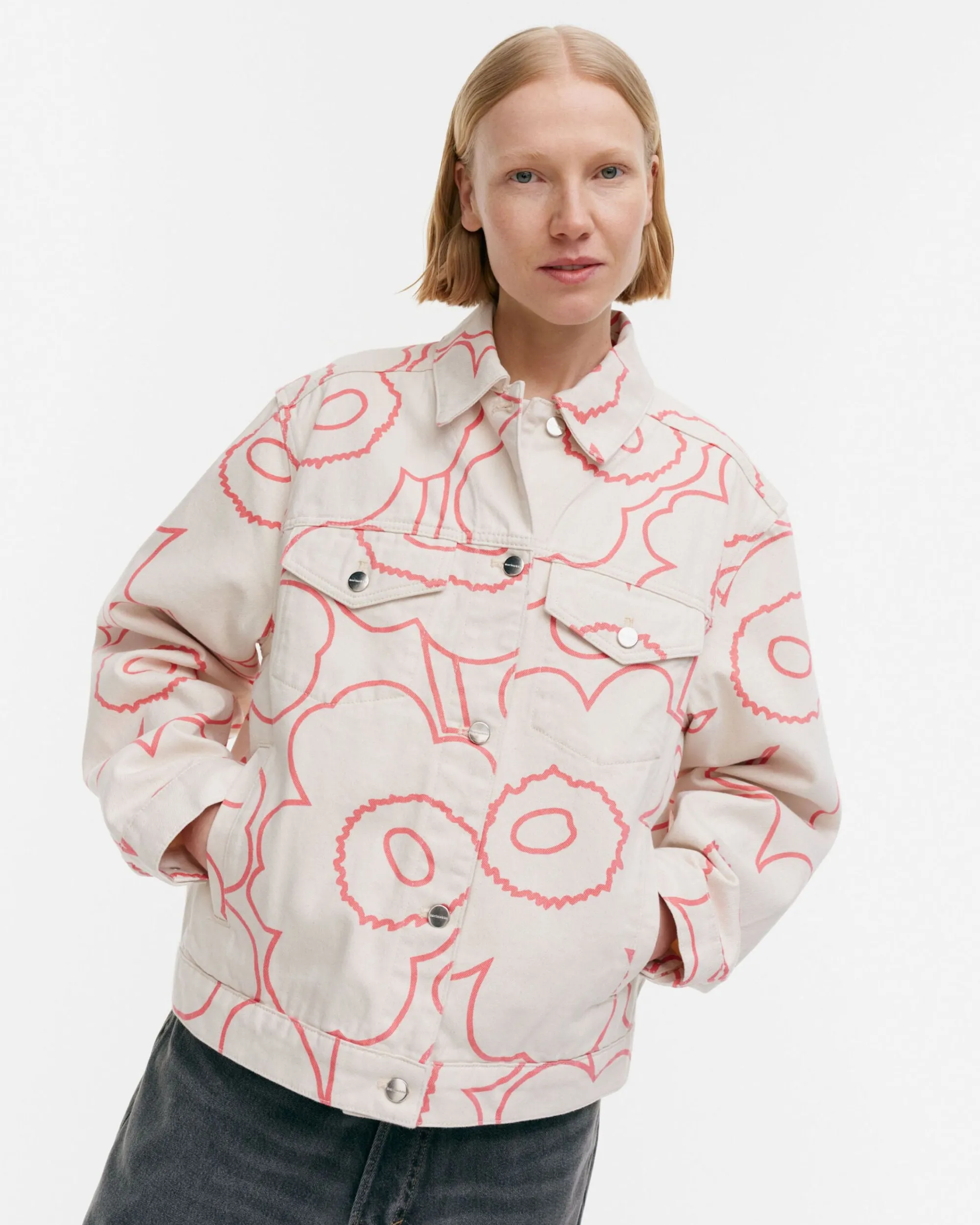 Marimekko Takit Ja Jakut>Kioski Ystu00E4Vyys Pieni Piirto Unikko 2 Farkkutakki