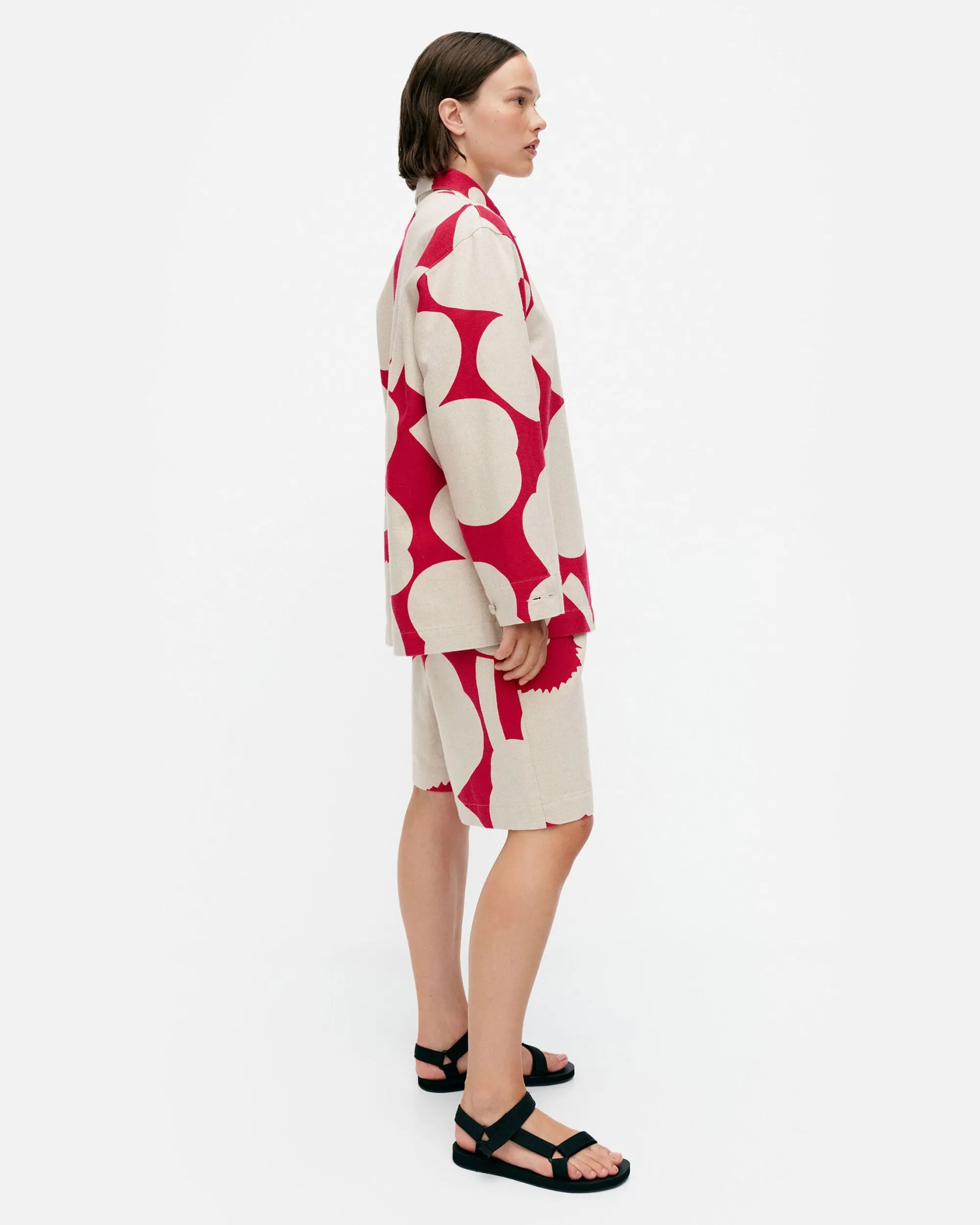 Marimekko Takit Ja Jakut>Kulmat Unikko Puuvillapellavapaitatakki