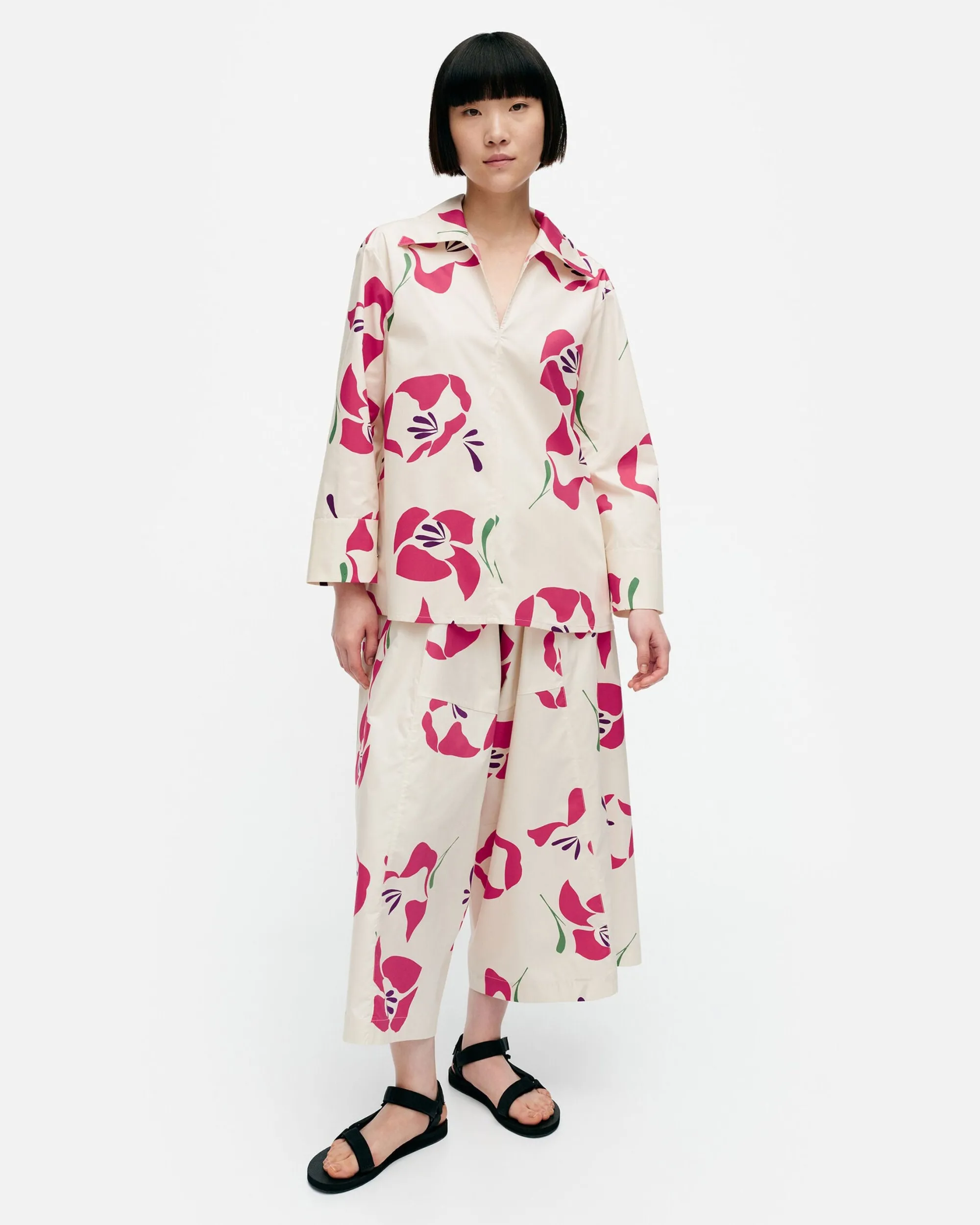 Marimekko Paidat Ja Tunikat>Mikea Helakka Puuvillapopliinipaita