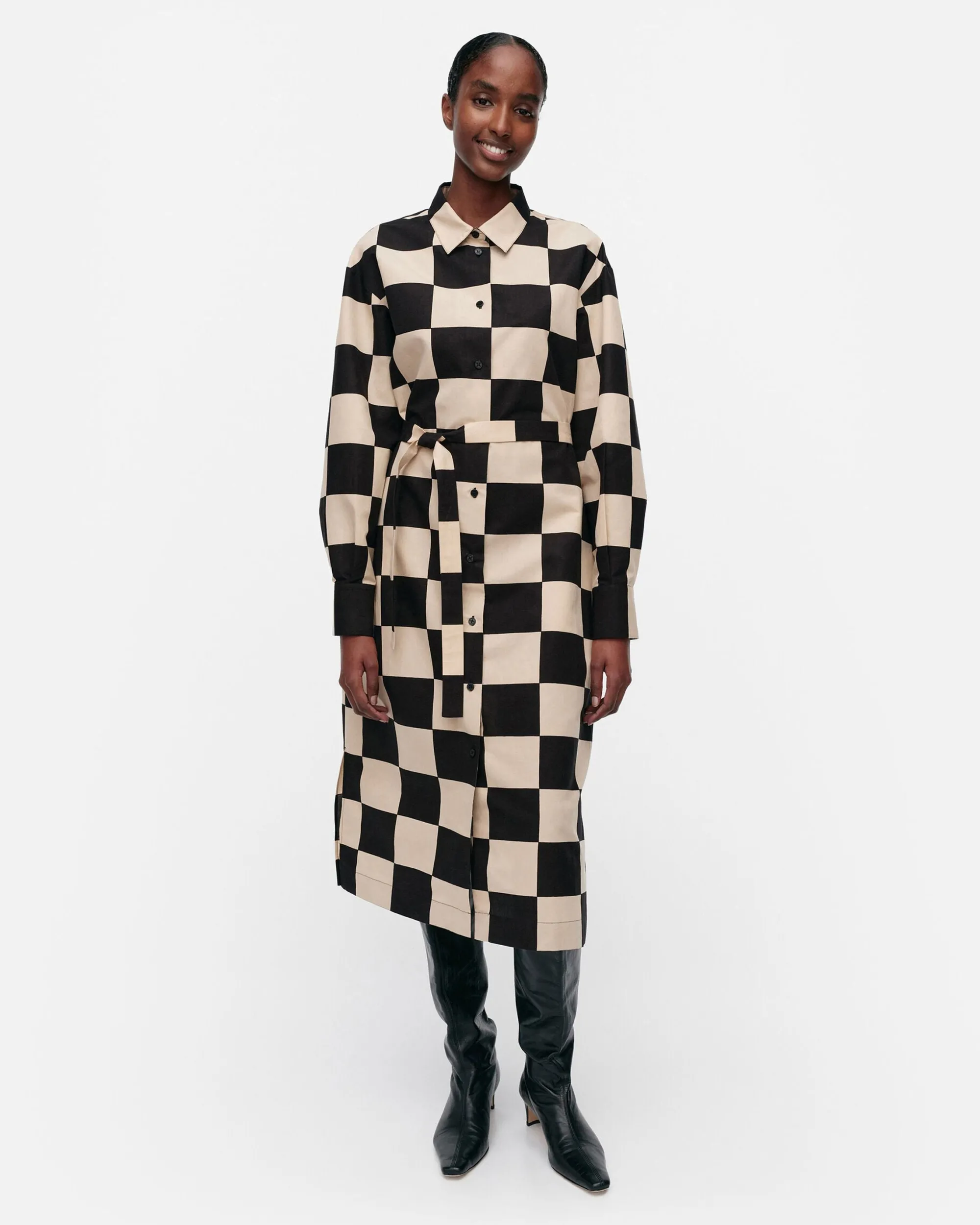 Marimekko Mekot>Rasteri Kukko Ja Kana Puuvillapellavamekko