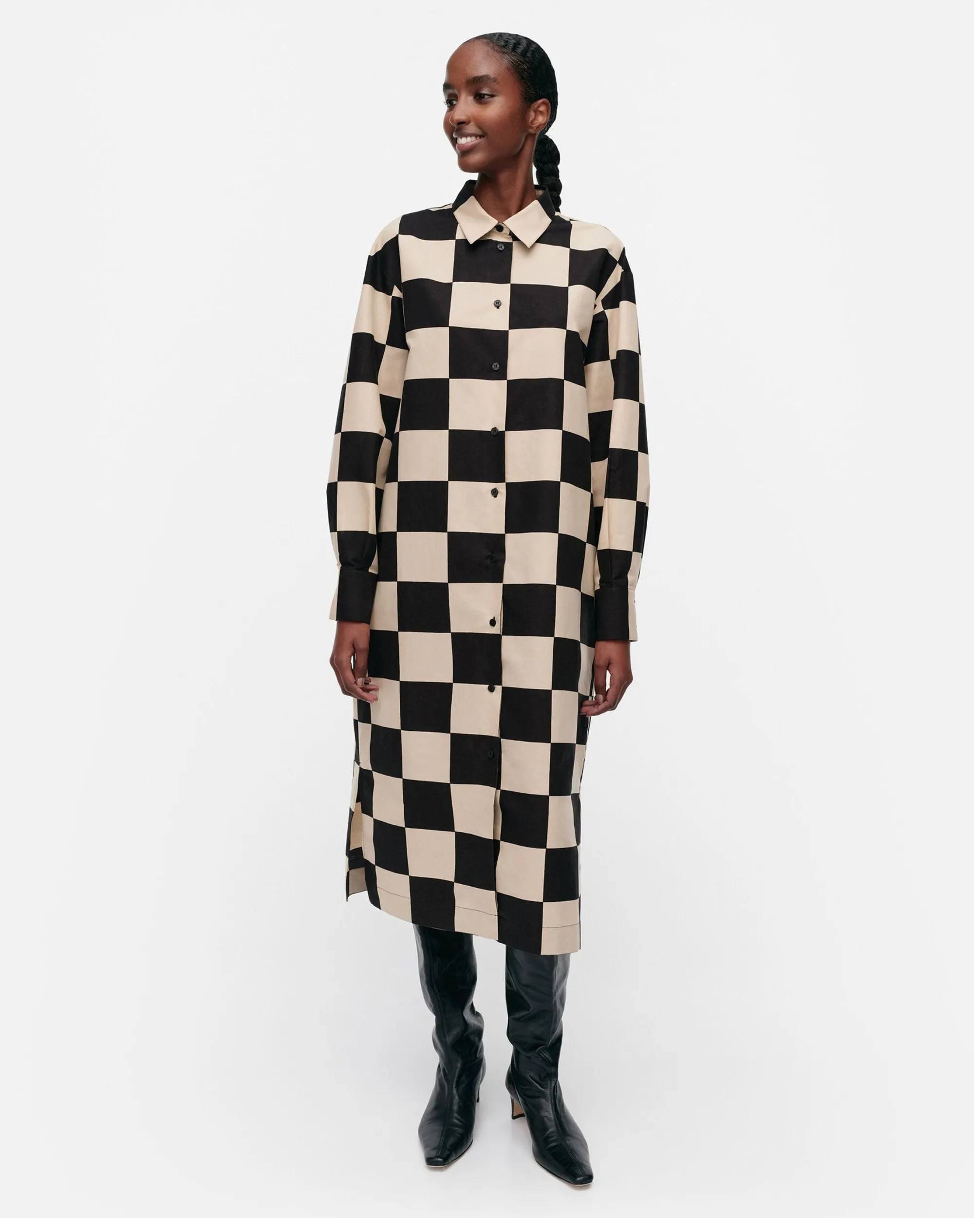 Marimekko Mekot>Rasteri Kukko Ja Kana Puuvillapellavamekko