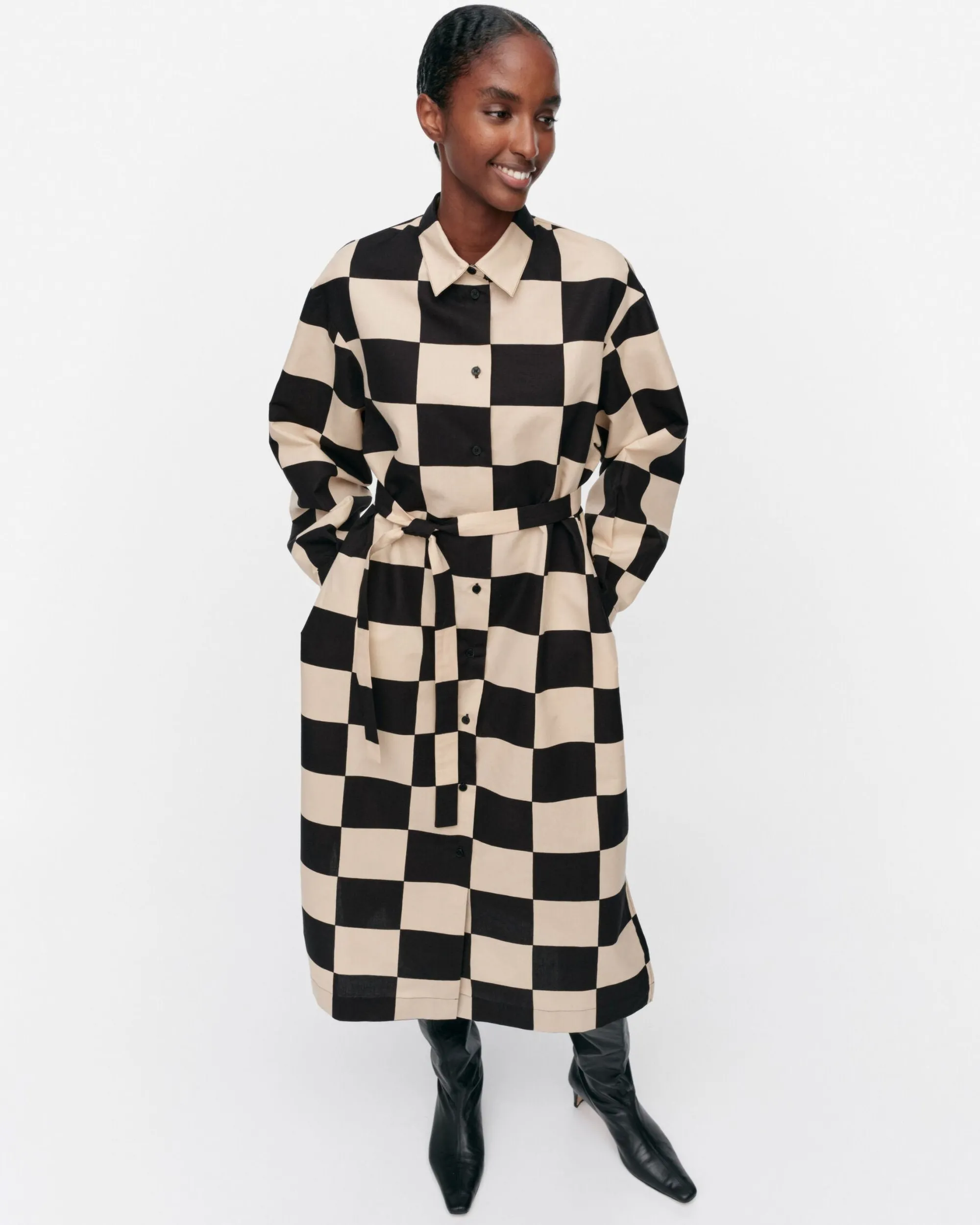Marimekko Mekot>Rasteri Kukko Ja Kana Puuvillapellavamekko